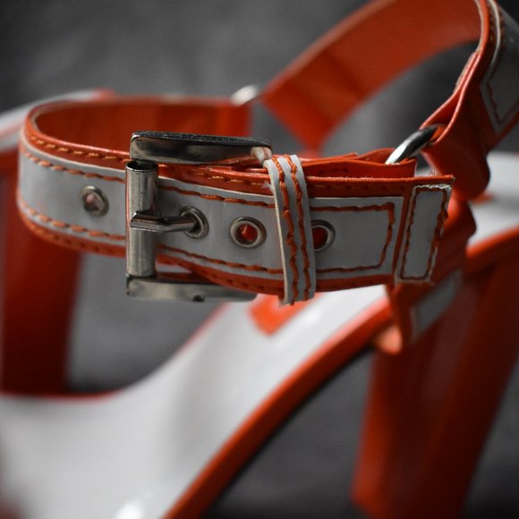 Hot Gossip Platform Sandals Sz 8- Orange/White - Picture 8 of 16